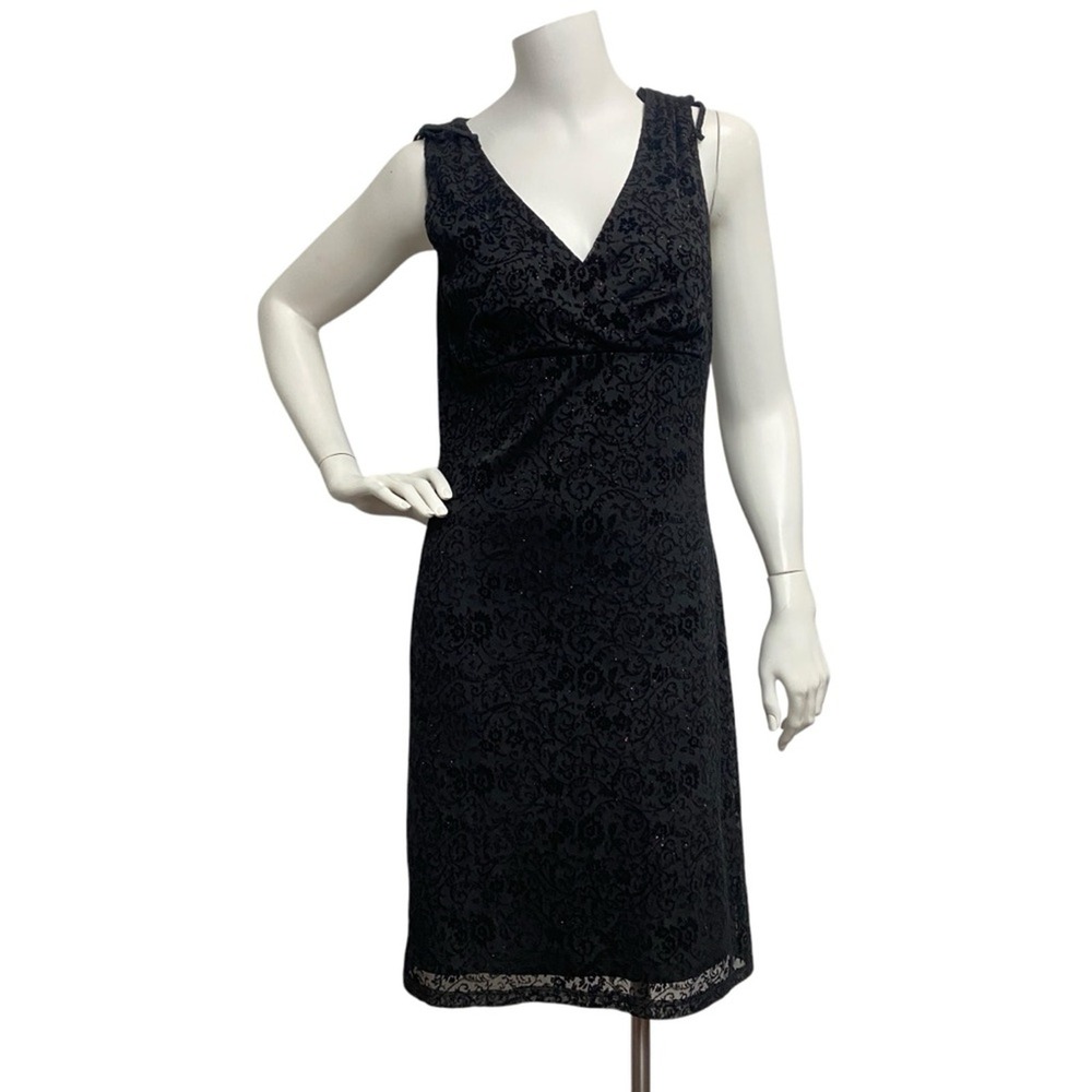 Vintage A Fortiori Burnout Dress Women's Large Black Red Glitters Whimsical